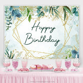 Gold Funkeln Quadrat Grün Blatt Geburtstag Party Hintergrund